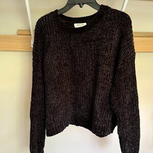 Zenana Women's Crop-Top Sweater, Black, Large